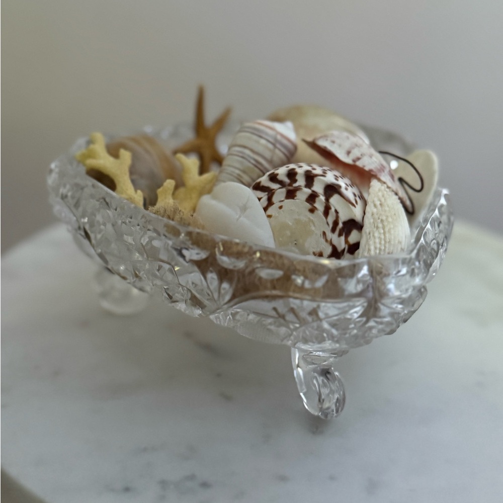Vintage Crystal Bowl with Seashells